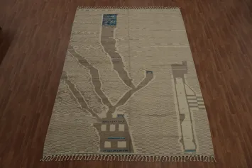 Handmade Wool Moroccan Living Room Area Rug 9x13