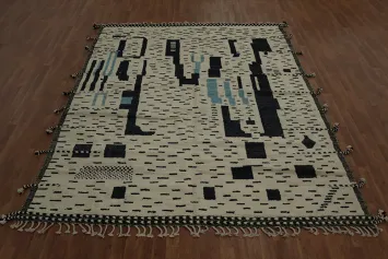 Hand-Knotted Wool Moroccan Abstract Area Rug 8x10