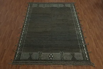 Modern Minimalist Dark Toned Moroccan Large Area Rug 9x13