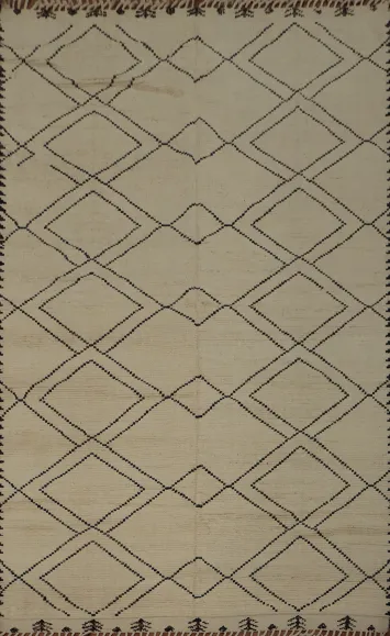 Trellis Geometric Ivory Moroccan Wool Area Rug 8x11
