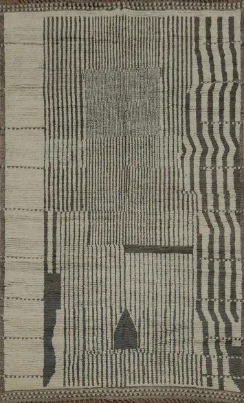 Striped Handmade Moroccan Oriental Area Rug 8x11