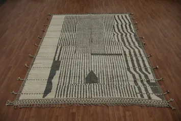 Striped Handmade Moroccan Oriental Area Rug 8x11