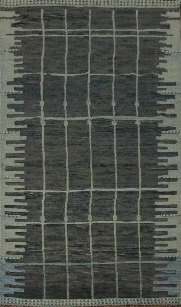 Earth Tone Wool Moroccan Living Room Area Rug 8x12