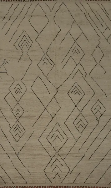 All-Over Ivory Moroccan Modern Area Rug 7x11