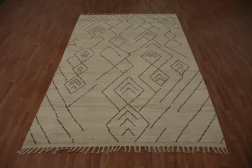 All-Over Ivory Moroccan Modern Area Rug 7x11