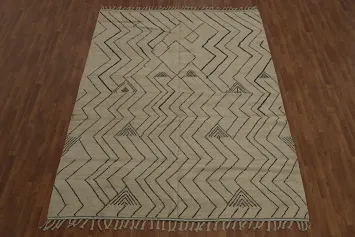 Earth Tone Wool Moroccan Modern Area Rug 8x11