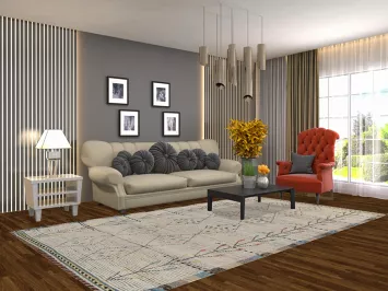 Striped Geometric Moroccan Wool Area Rug 6x10