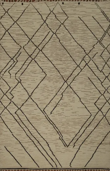 Earth Tone Wool Moroccan Oriental Area Rug 7x11