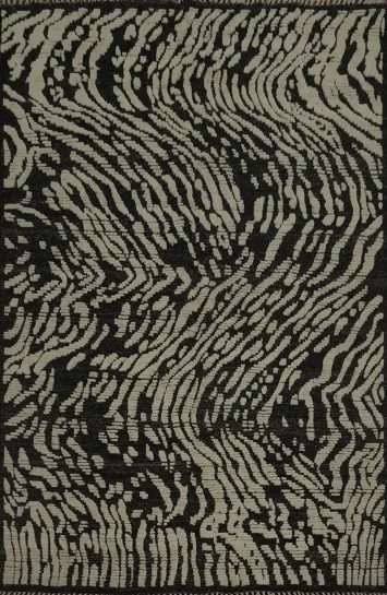 Stylish Moroccan Area Rug 8x10 Featuring Dynamic Wave Motifs