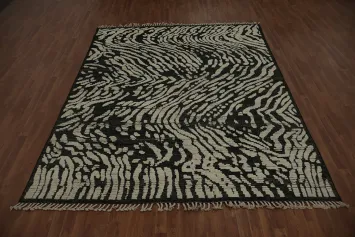 Stylish Moroccan Area Rug 8x10 Featuring Dynamic Wave Motifs