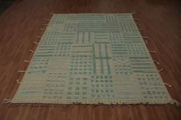 Artistic Handcrafted Moroccan Area Rug 8x11 Featuring Stripe Designs