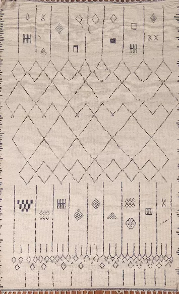 Earth Tone Wool Moroccan Living Room Area Rug 6x10