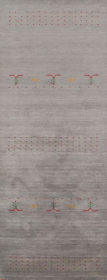 Gray Wool Gabbeh Oriental Runner Rug 3x10