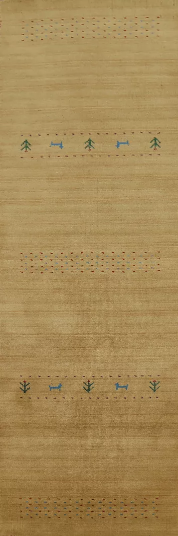 Tribal Yellow Gabbeh Indian Runner Rug 2x10