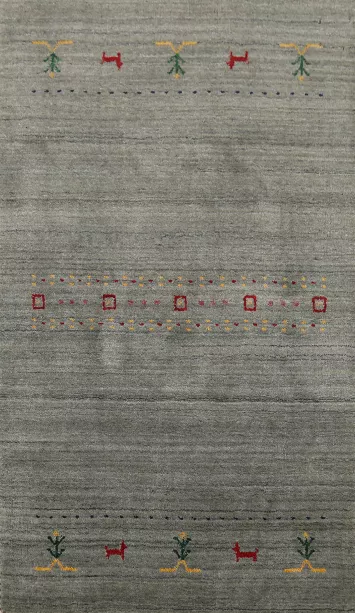 Grays & Green Striped Gabbeh Indian Rug 3x5