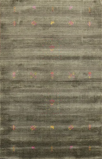 Striped Brown Gabbeh Indian Accent Rug 4x6