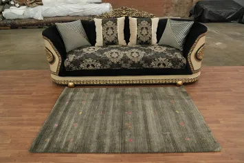 Striped Brown Gabbeh Indian Accent Rug 4x6