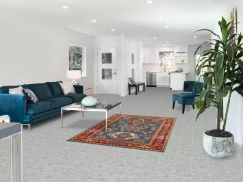 Blue Geometric Khotan Oriental Rug 4x6