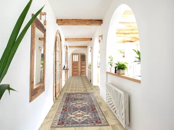 Handmade Blue Kazak Oriental Runner Rug 3x8