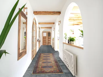 Green Geometric Viss Indian Runner Rug 3x10