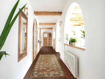 Green Geometric Kazak Oriental Runner Rug 3x10