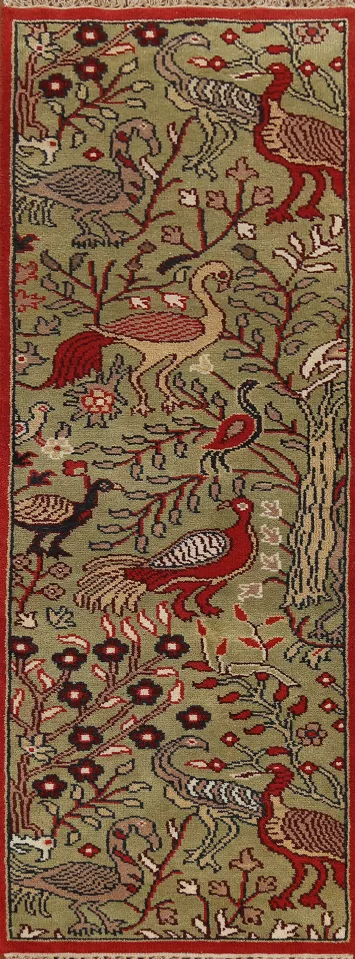 Artisan Crafted Runner with Exquisite Bird and Flora Details 2x8
