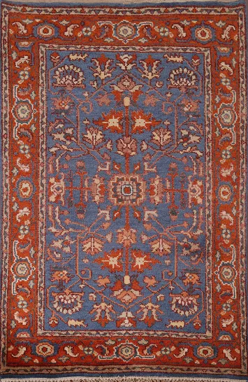 Handmade Blue Oushak Indian Accent Rug 4x6