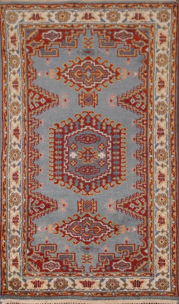 Blue Geometric Viss Oriental Accent Rug 3x5