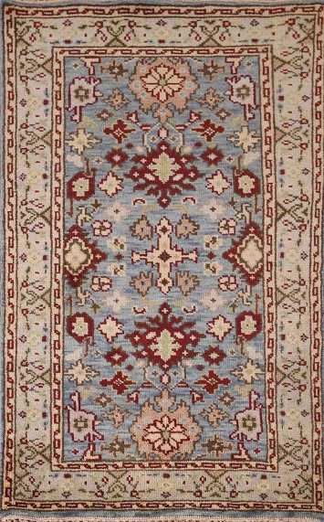 Light Blue Geometric Heriz Serapi Oriental Rug 3x5