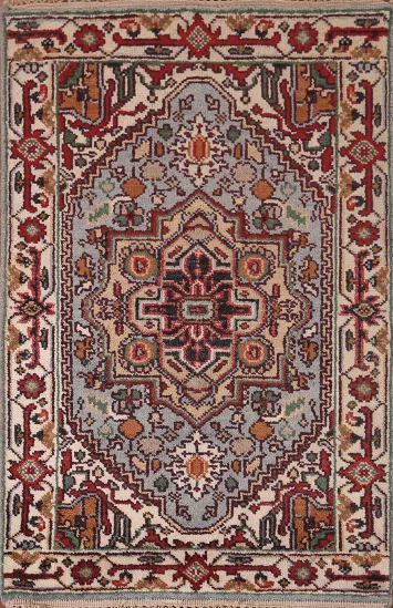 Handmade Wool Heriz Serapi Indian Foyer Rug 3x5