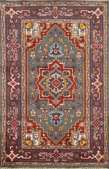 Geometric Wool Heriz Serapi Indian Accent Rug 3x5