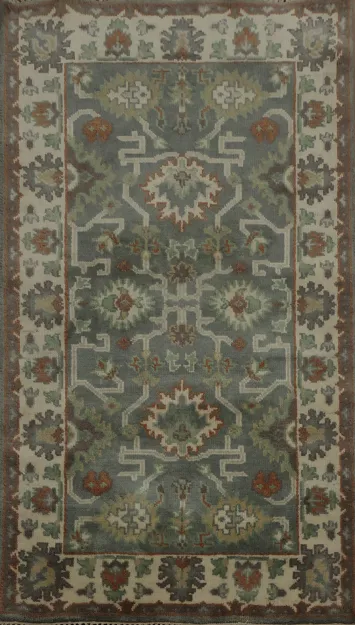 Elegant Floral Motifs with Timeless Charm Oushak Foyer Rug 3x6