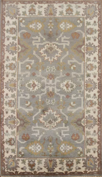 Gray Geometric Oushak Indian Accent Rug 3x5