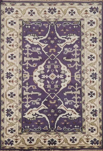 Handmade Purple Oushak Indian Foyer Rug 4x6