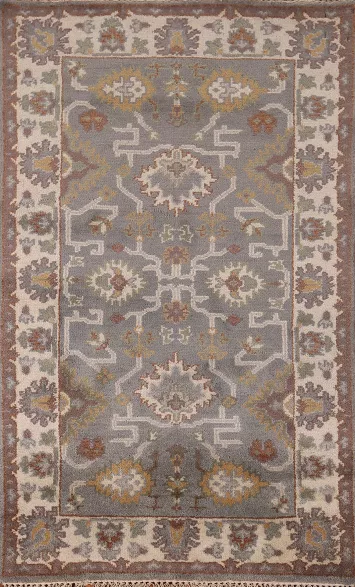Handmade Gray Oushak Indian Foyer Rug 3x5