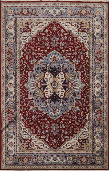 Geometric Red Tabriz Turkish Area Rug 6x10