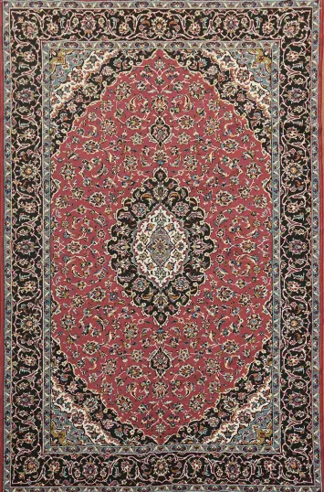 Luxury Persian-inspired Red and Navy Blue Rug 6'x10'