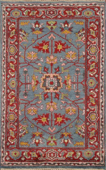 Blue Floral Oushak Indian Accent Rug 3x5