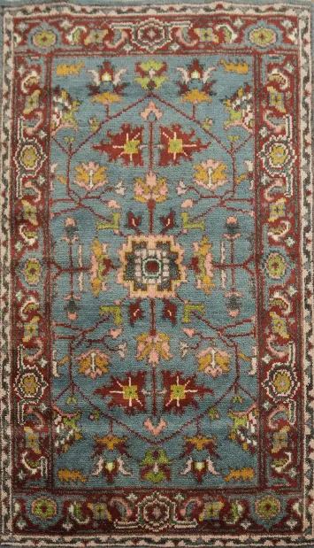 Blue Floral Oushak Indian Accent Rug 3x5