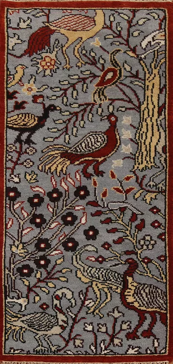 Animals Design Gray Ziegler Indian Runner Rug 2x6