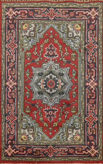 Geometric Heriz Serapi Indian Accent Rug 3x5