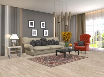 Blue Geometric Heriz Serapi Indian Rug 4x6