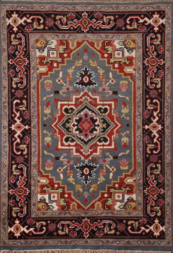 Handmade Wool Heriz Serapi Indian Accent Rug 4x6