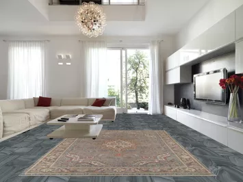 Vintage Gray Tabriz Persian Area Rug 9x12