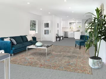 Vintage Floral Gray Tabriz Persian Area Rug 8x11