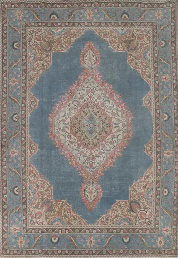 Vintage Blue Tabriz Persian Area Rug 8x11