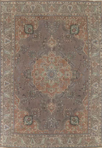 Handmade Brown Tabriz Persian Area Rug 10x13
