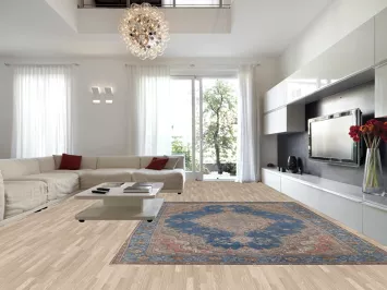 Distressed Blue Floral Tabriz Persian Area Rug 10x13