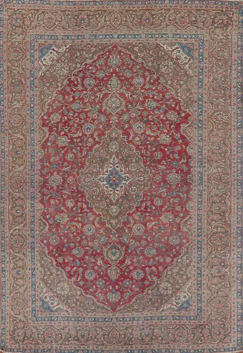 Traditional Floral Mashad Persian Area Rug 9x13