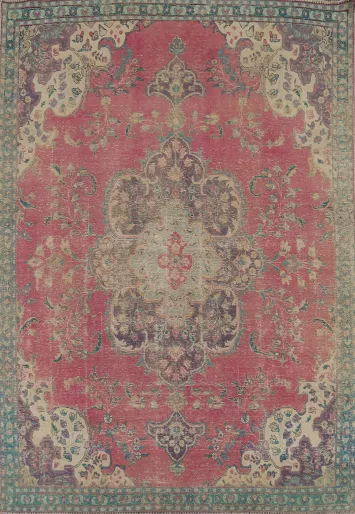 Handmade Pink Tabriz Persian Area Rug 7x10